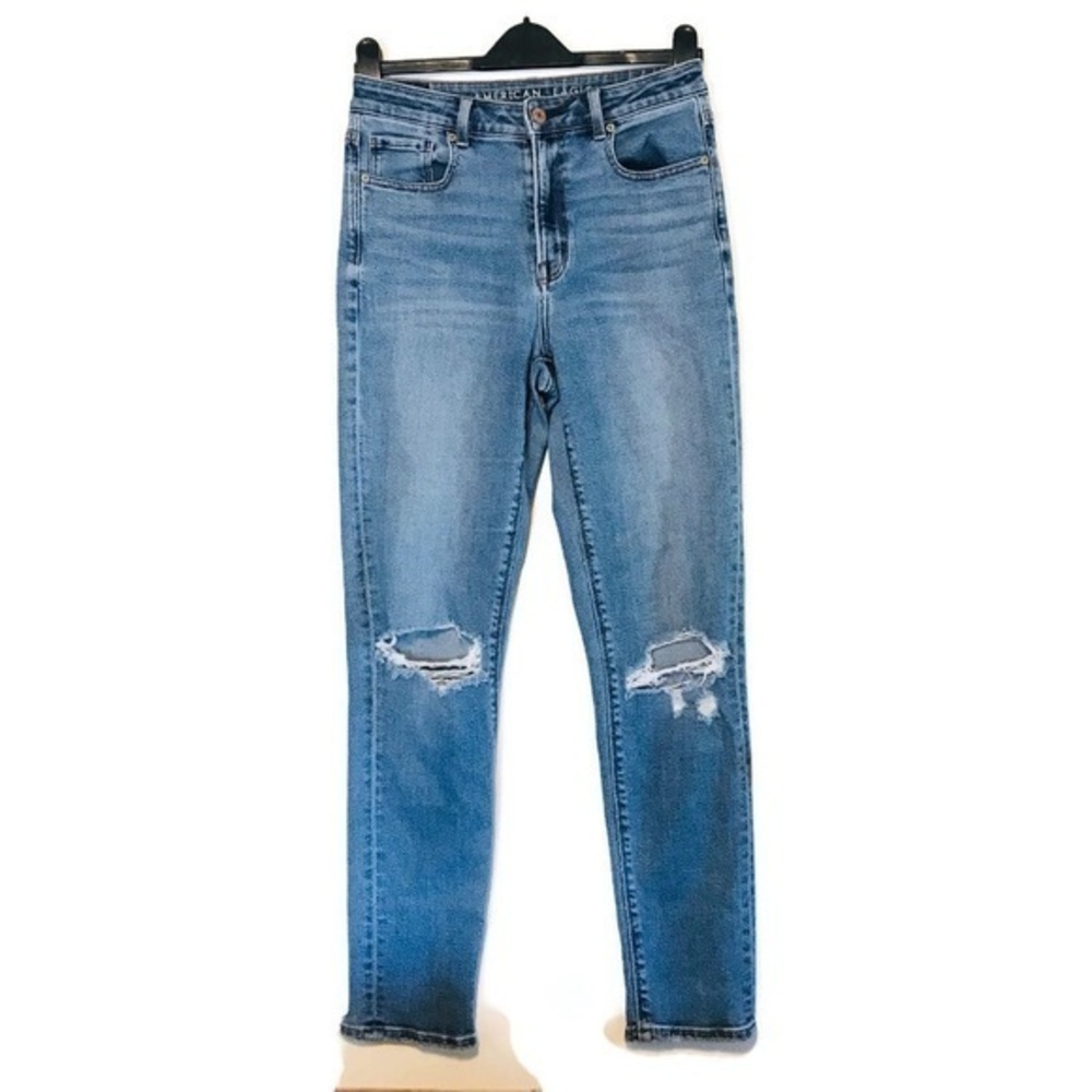 American Eagle Mom Jean Distressed High Rise Ripped Women’s Size 2 Long tall